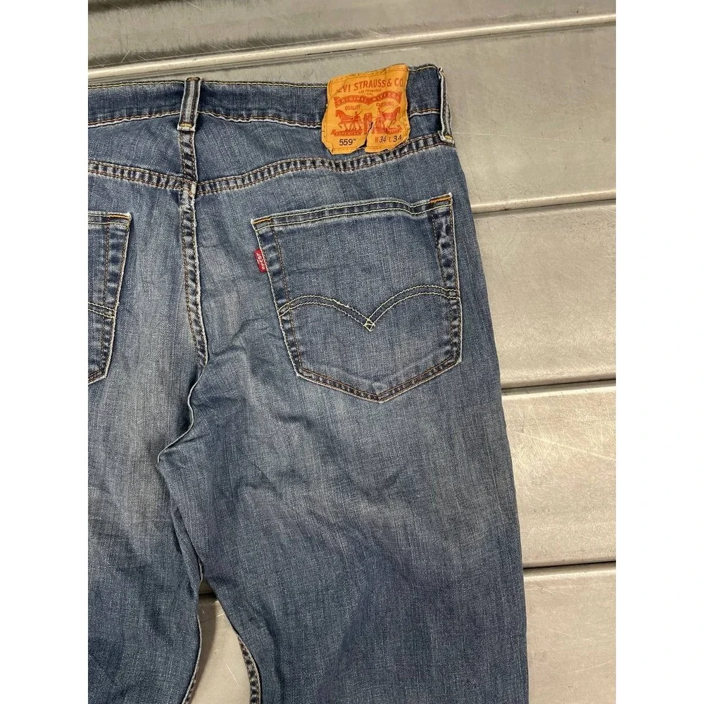 Levis 559 Straight Jeans Mens‎ 34x34 Blue Medium Wash Denim Everyday Wear